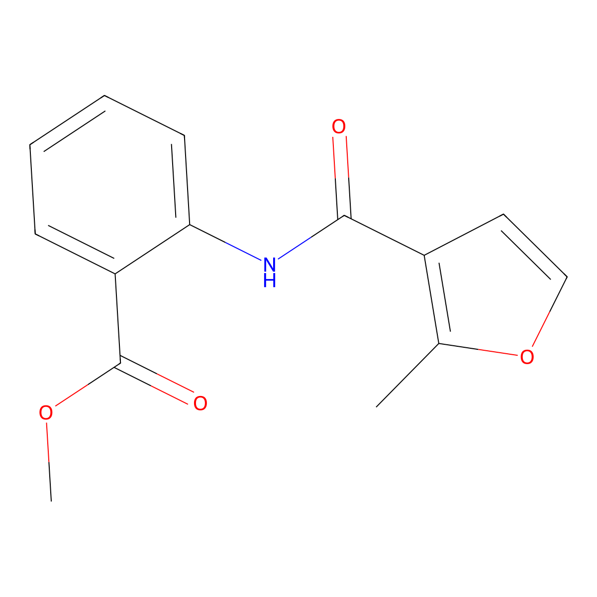 Methyl 2-[(2-methyl-3-furyl)carbonylamino]benzoate molecular structure, CAS 445000-30-6