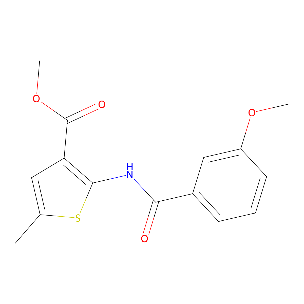 Methyl 2-[(3-methoxybenzoyl)amino]-5-methylthiophene-3-carboxylate molecular structure, CAS 445000-35-1