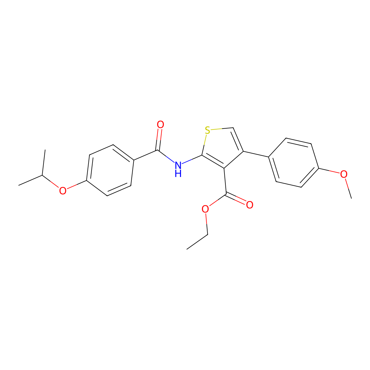 Ethyl 2-[(4-isopropoxybenzoyl)amino]-4-(4-methoxyphenyl)-3-thiophenecarboxylate molecular structure, CAS 445000-44-2