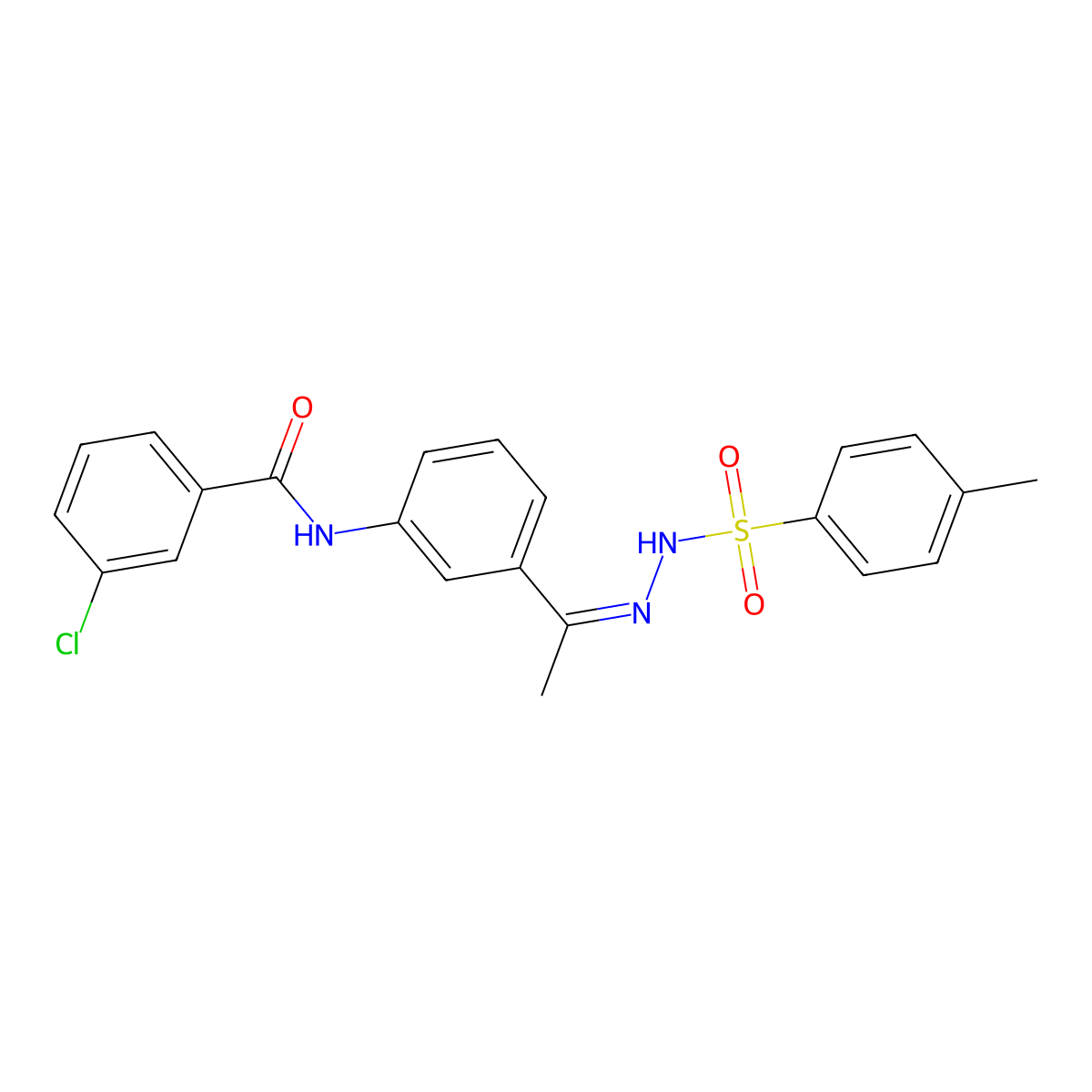 4-Methylbenzenesulfonic acid 2-[1-[3-[(3-chlorobenzoyl)amino]phenyl]ethylidene]hydrazide molecular structure, CAS 445000-57-7