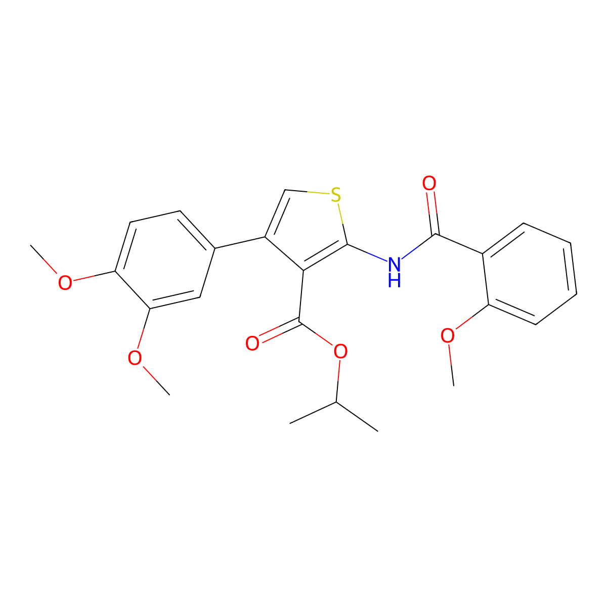 Isopropyl 4-(3,4-dimethoxyphenyl)-2-[(2-methoxybenzoyl)amino]-3-thiophenecarboxylate molecular structure, CAS 445000-67-9