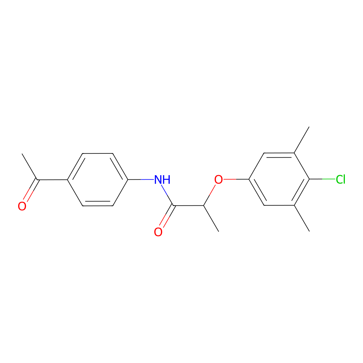 N-(4-acetylphenyl)-2-(4-chloro-3,5-dimethylphenoxy)propanamide molecular structure, CAS 445000-71-5