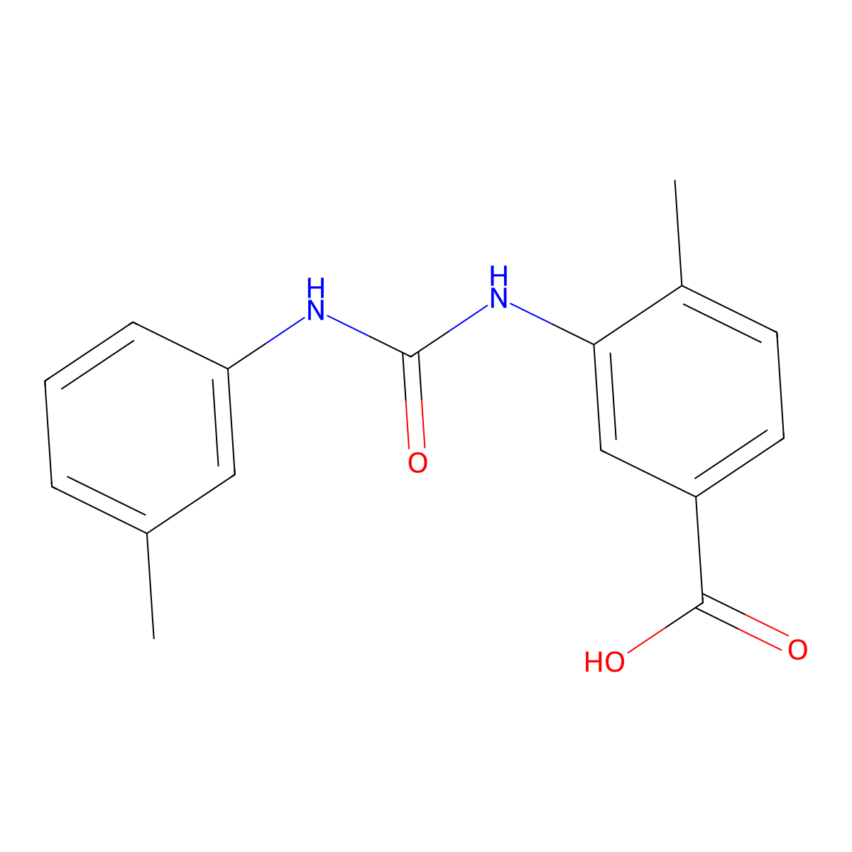 4-Methyl-3-({[(3-methylphenyl)amino]carbonyl}amino)benzoic acid molecular structure, CAS 445001-11-6