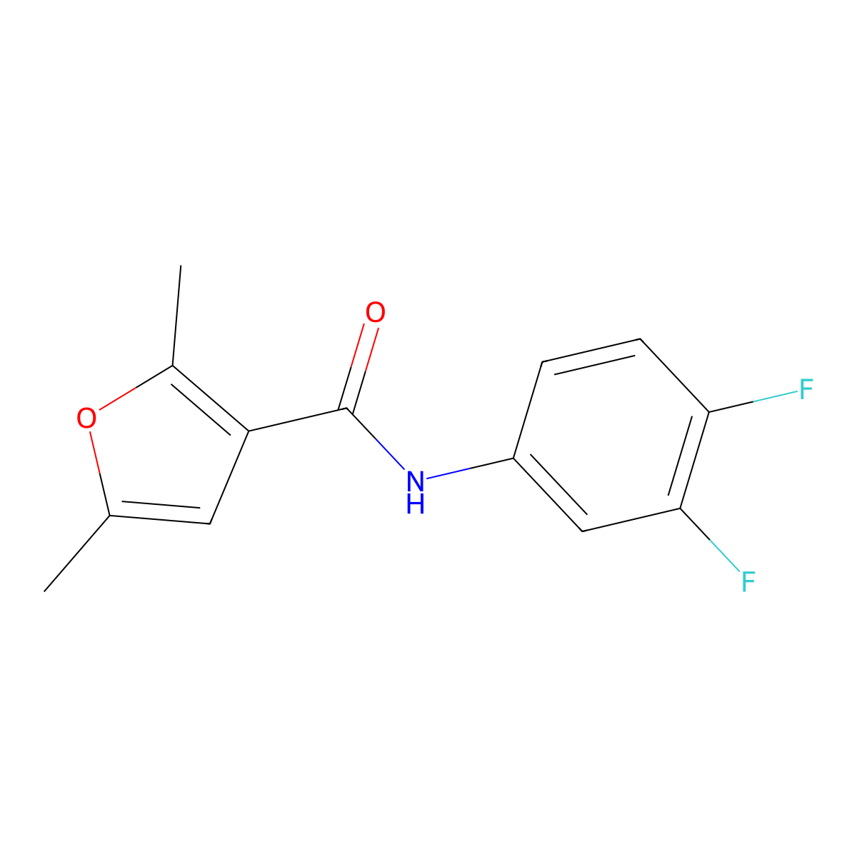 N-(3,4-difluorophenyl)-2,5-dimethyl-3-furamide molecular structure, CAS 445001-15-0