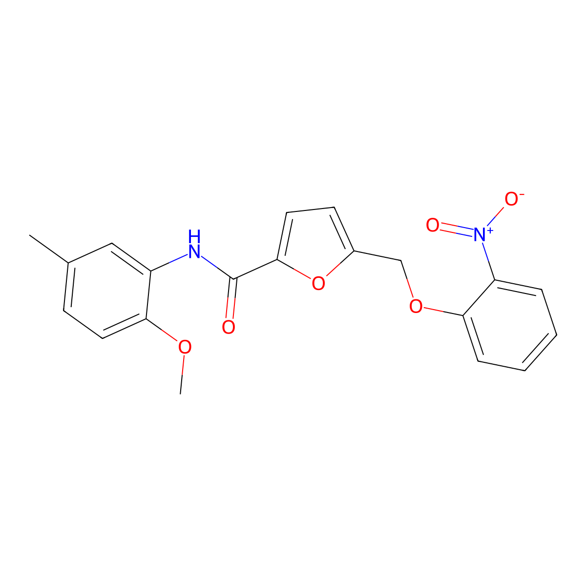 N-(2-methoxy-5-methylphenyl)-5-[(2-nitrophenoxy)methyl]furan-2-carboxamide molecular structure, CAS 445001-60-5