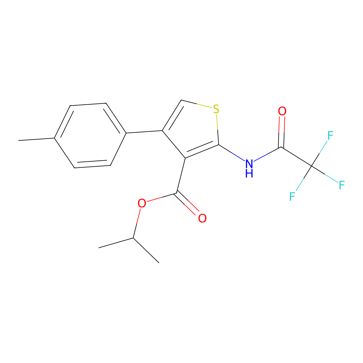 Propan-2-yl 4-(4-methylphenyl)-2-[(2,2,2-trifluoroacetyl)amino]thiophene-3-carboxylate molecular structure, CAS 445002-18-6