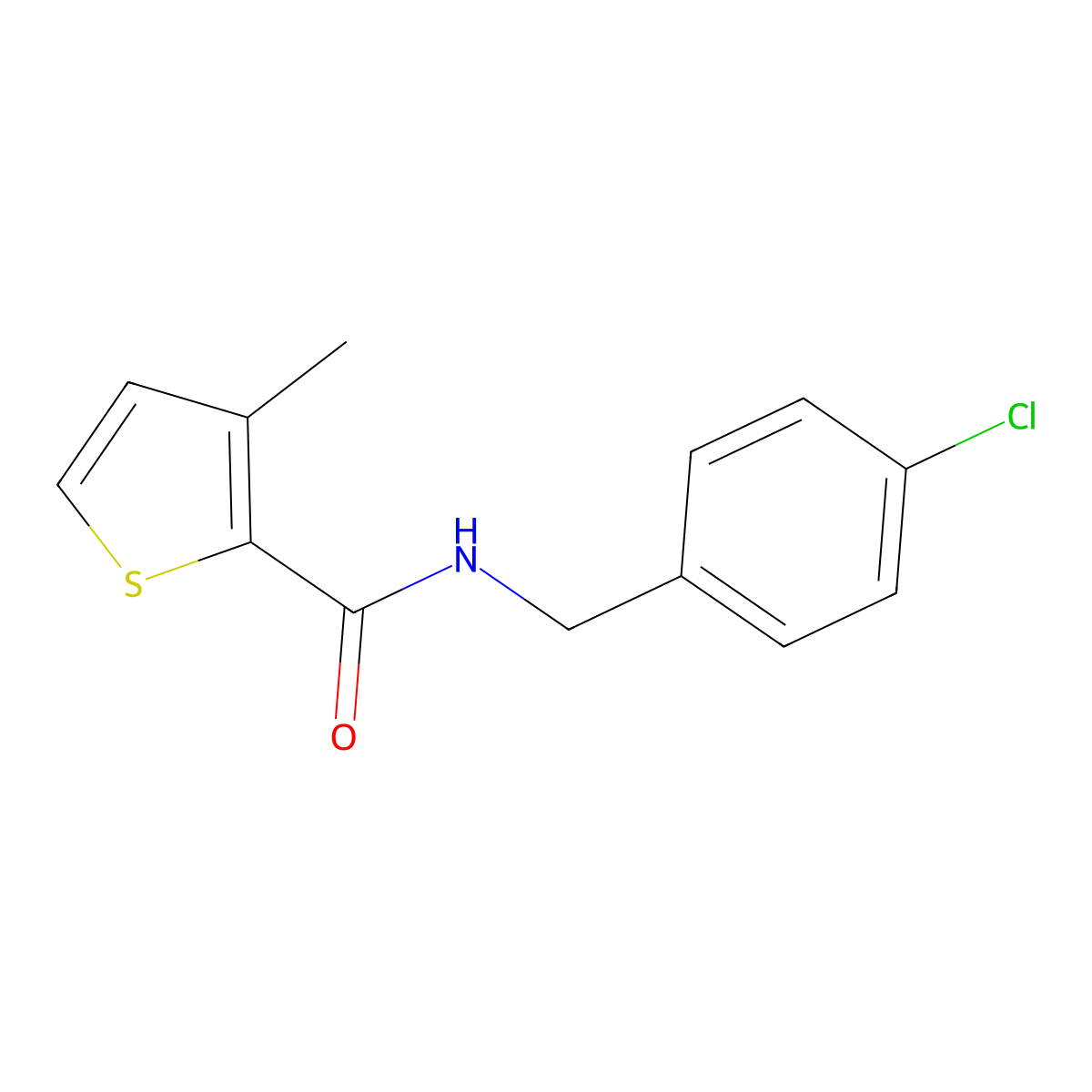 N-(4-chlorobenzyl)-3-methylthiophene-2-carboxamide molecular structure, CAS 445002-21-1