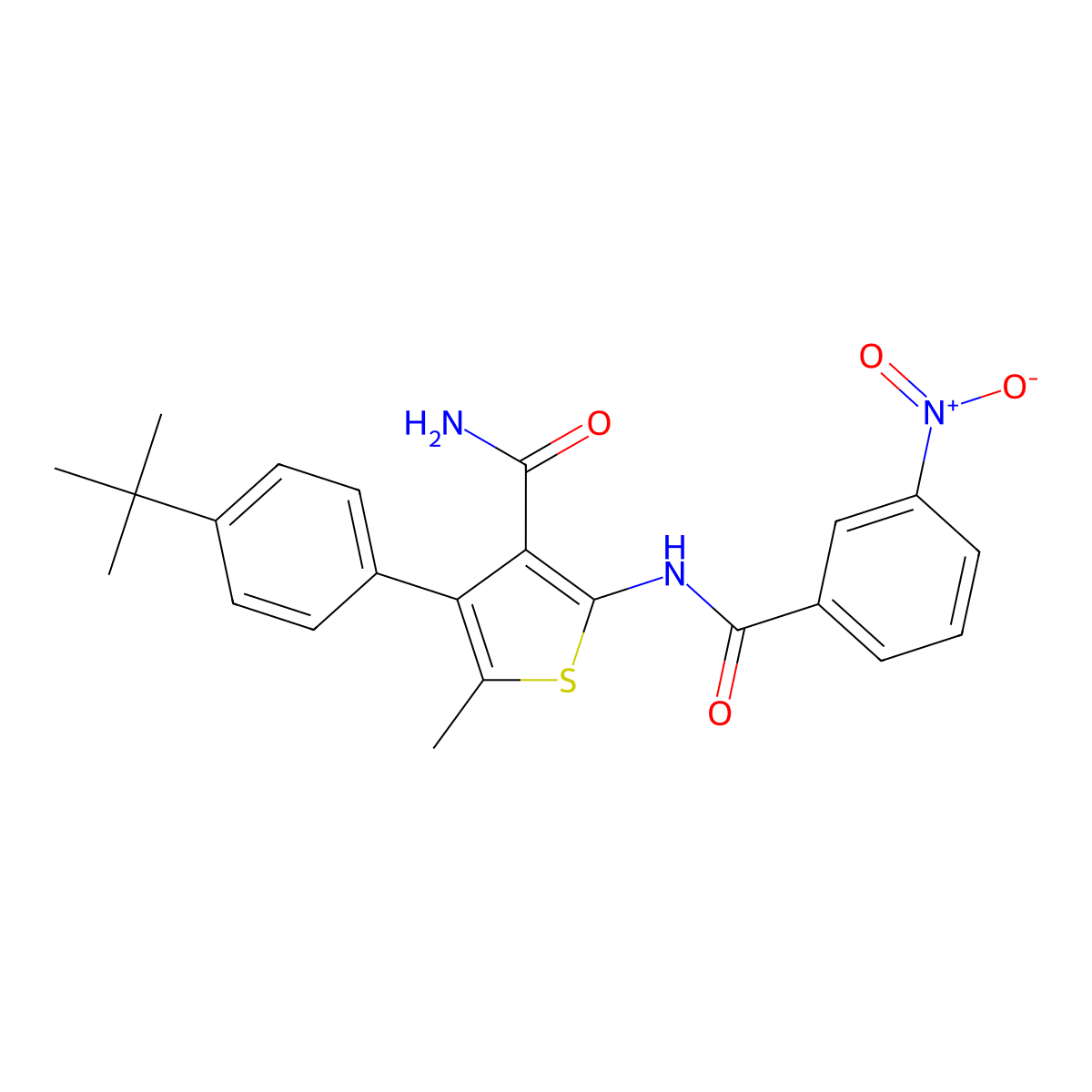 4-(4-Tert-butylphenyl)-2-({3-nitrobenzoyl}amino)-5-methylthiophene-3-carboxamide molecular structure, CAS 445002-47-1