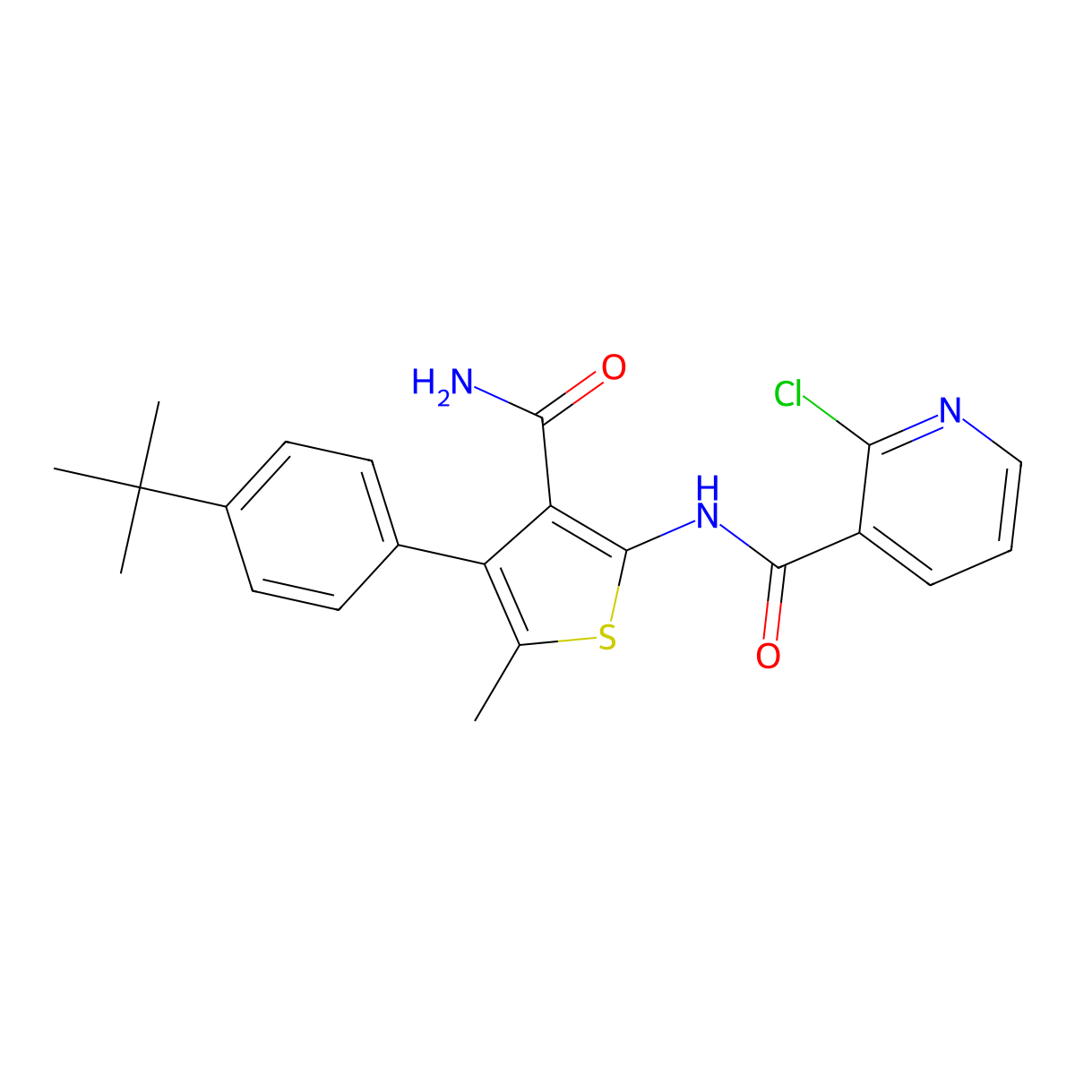 N-[4-(4-tert-butylphenyl)-3-carbamoyl-5-methylthiophen-2-yl]-2-chloropyridine-3-carboxamide molecular structure, CAS 445002-49-3
