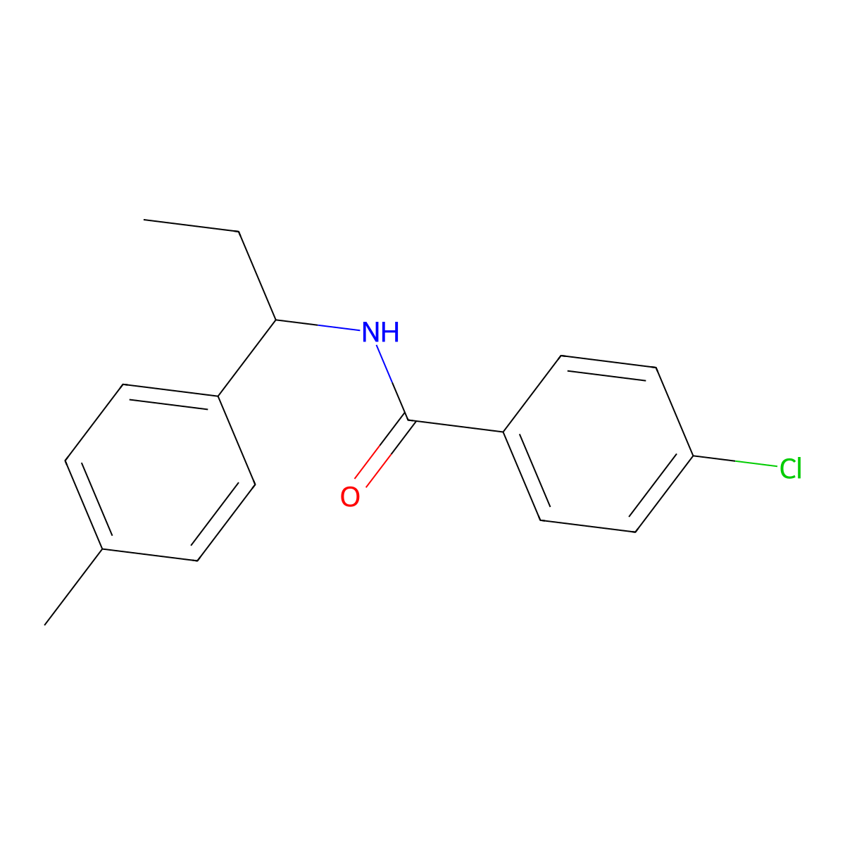 4-chloro-N-[1-(4-methylphenyl)propyl]benzamide molecular structure, CAS 445002-61-9