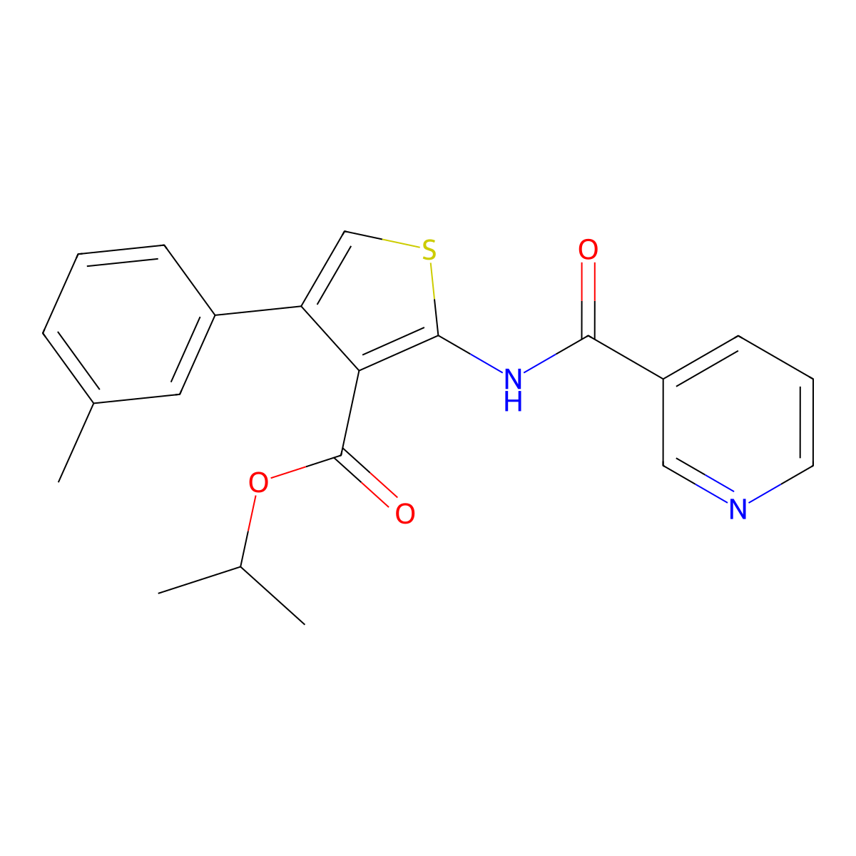 Propan-2-yl 4-(3-methylphenyl)-2-(pyridine-3-carbonylamino)thiophene-3-carboxylate molecular structure, CAS 445002-62-0