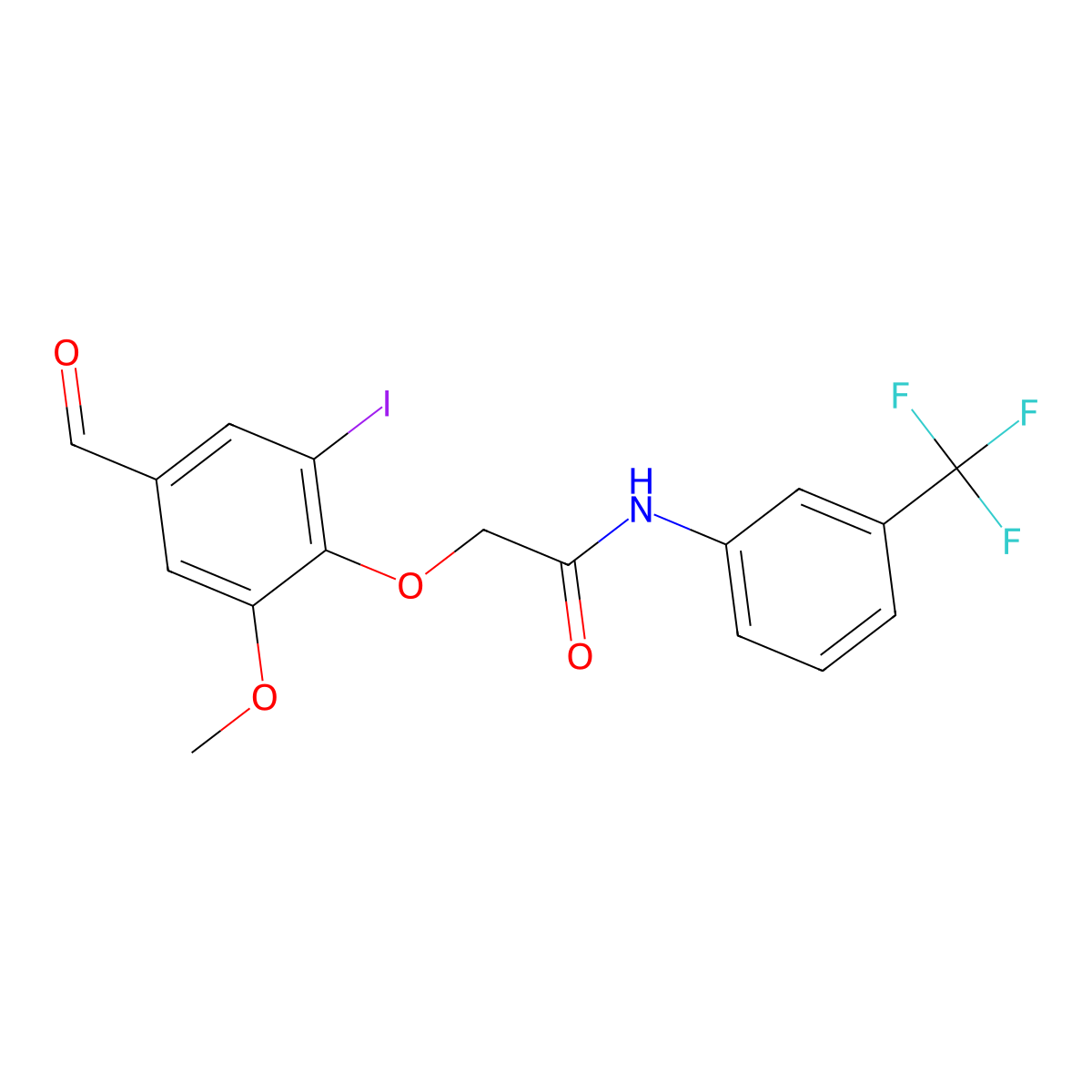 2-(4-formyl-2-iodo-6-methoxyphenoxy)-N-[3-(trifluoromethyl)phenyl]acetamide molecular structure, CAS 445002-77-7