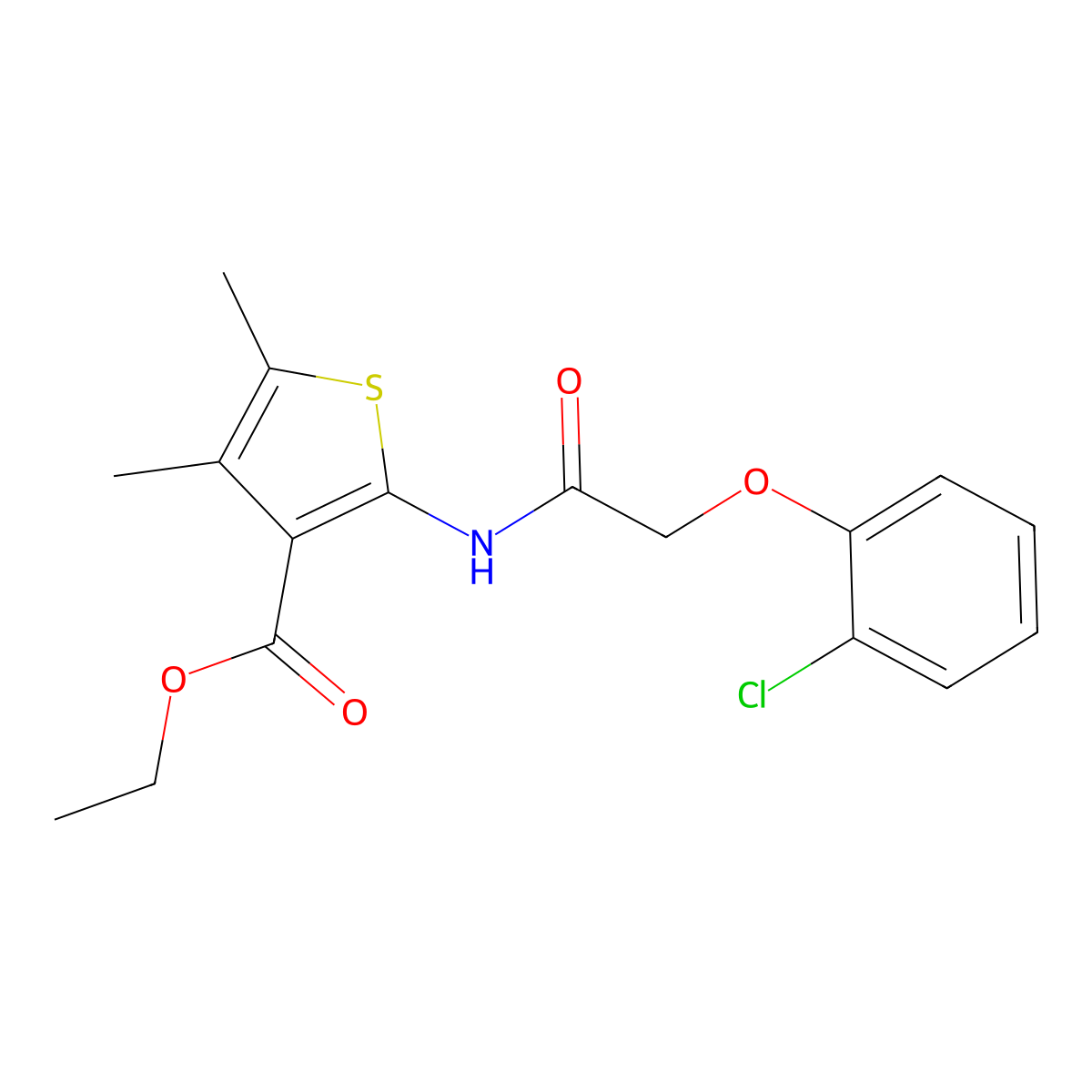 Ethyl 2-{[(2-chlorophenoxy)acetyl]amino}-4,5-dimethylthiophene-3-carboxylate molecular structure, CAS 445003-16-7