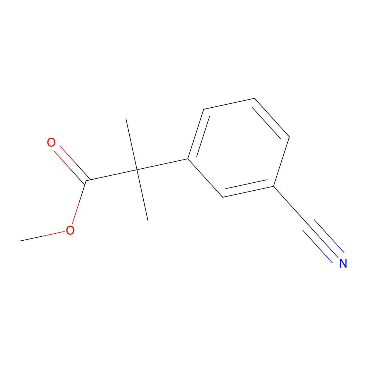 Methyl 2-(3-cyanophenyl)-2-methylpropanoate molecular structure, CAS 445003-61-2