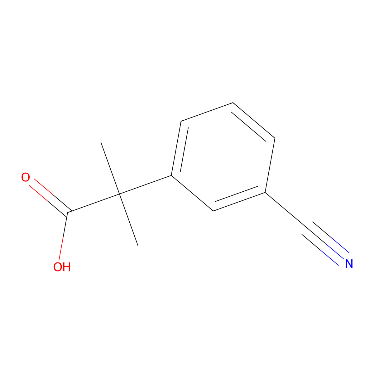 2-(3-Cyanophenyl)-2-methylpropanoic acid molecular structure, CAS 445003-63-4