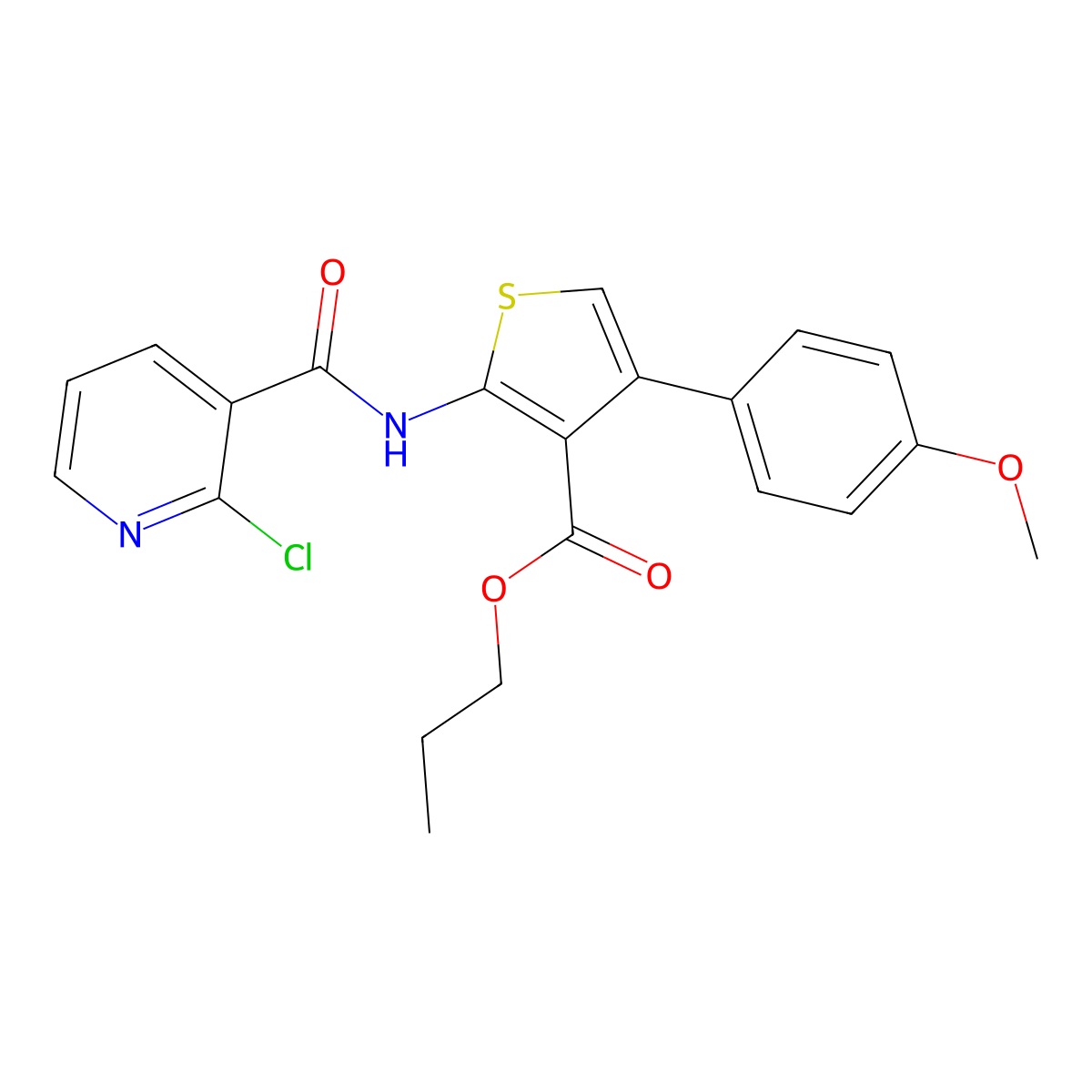 Propyl 2-[(2-chloropyridine-3-carbonyl)amino]-4-(4-methoxyphenyl)thiophene-3-carboxylate molecular structure, CAS 445003-75-8