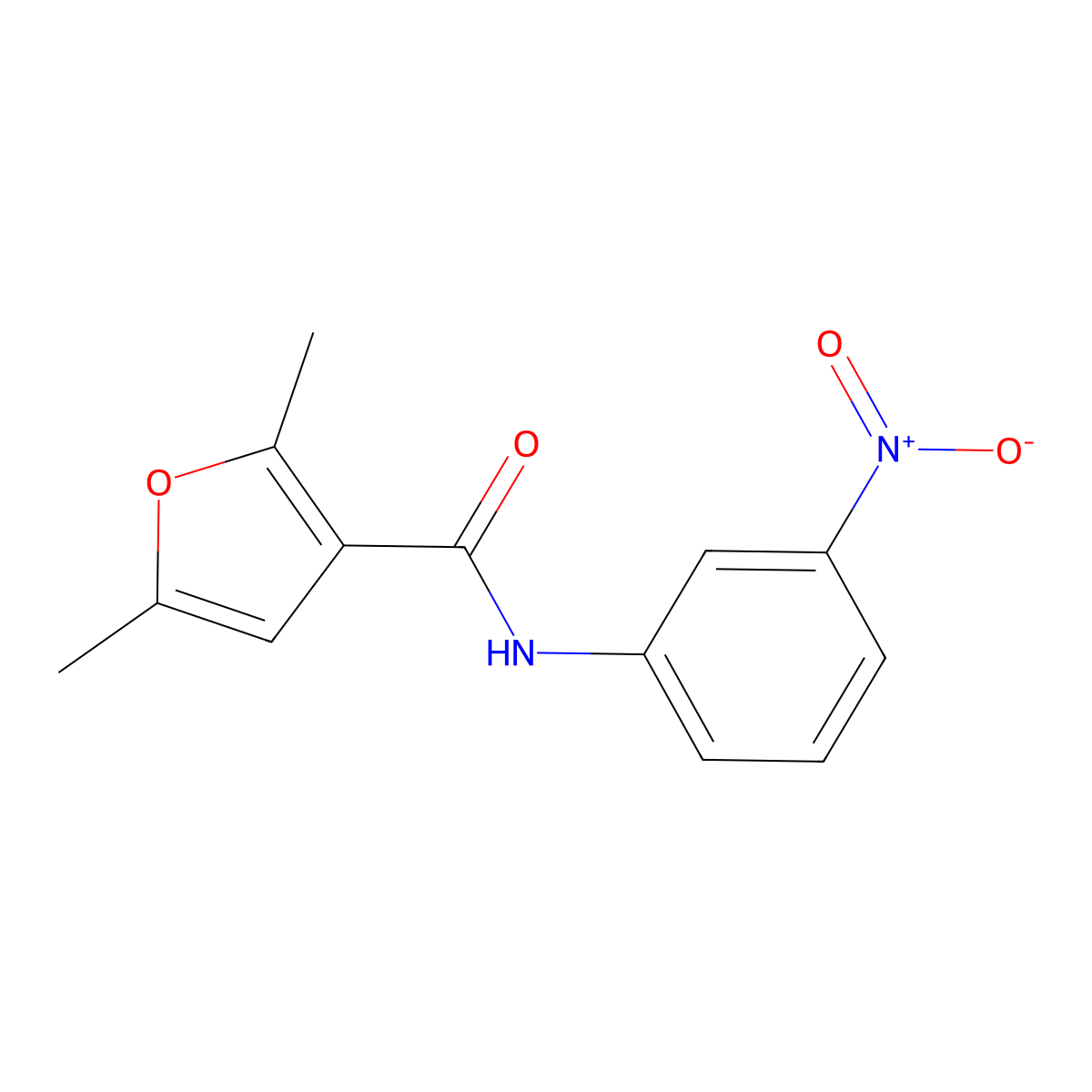 2,5-dimethyl-N-(3-nitrophenyl)furan-3-carboxamide molecular structure, CAS 445003-79-2