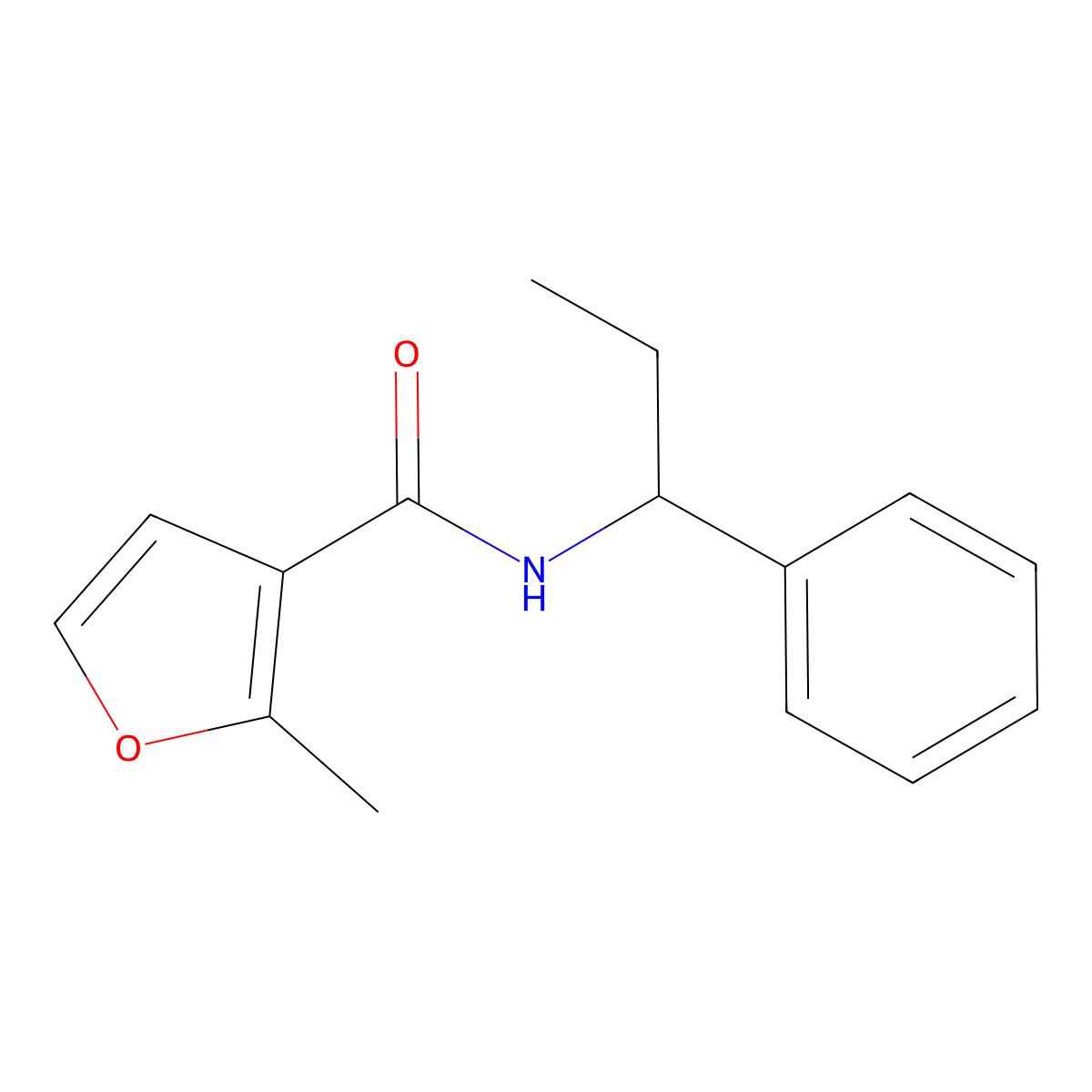 2-methyl-N-(1-phenylpropyl)furan-3-carboxamide molecular structure, CAS 445004-03-5
