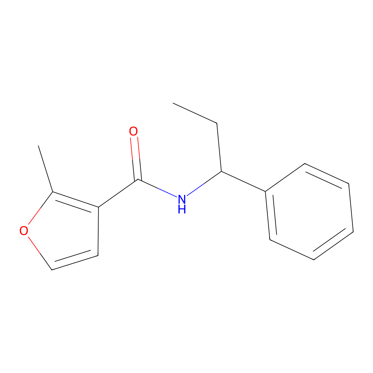 2-methyl-N-(1-phenylpropyl)furan-3-carboxamide molecular structure, CAS 445004-03-5