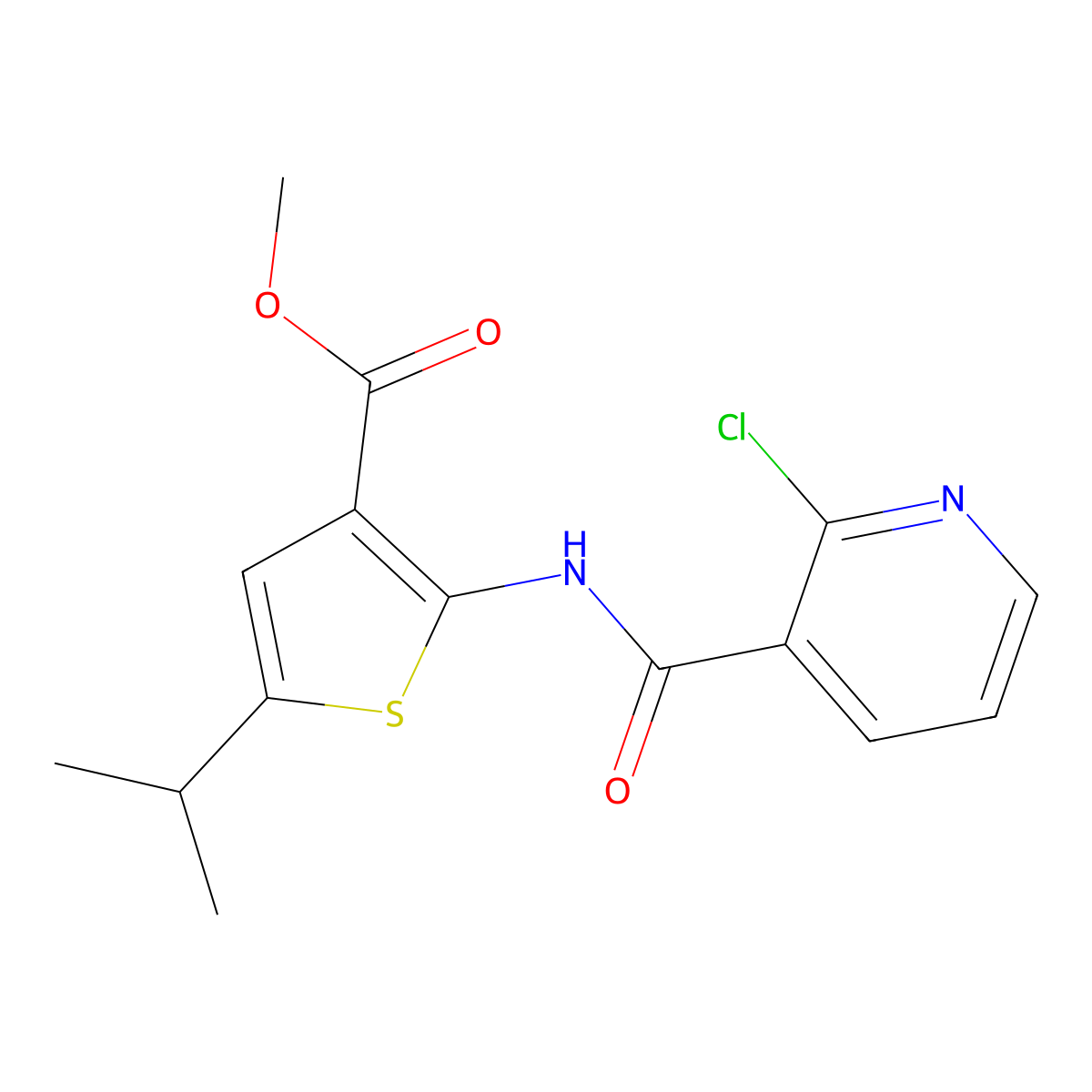 Methyl 2-[(2-chloropyridine-3-carbonyl)amino]-5-propan-2-ylthiophene-3-carboxylate molecular structure, CAS 445004-09-1