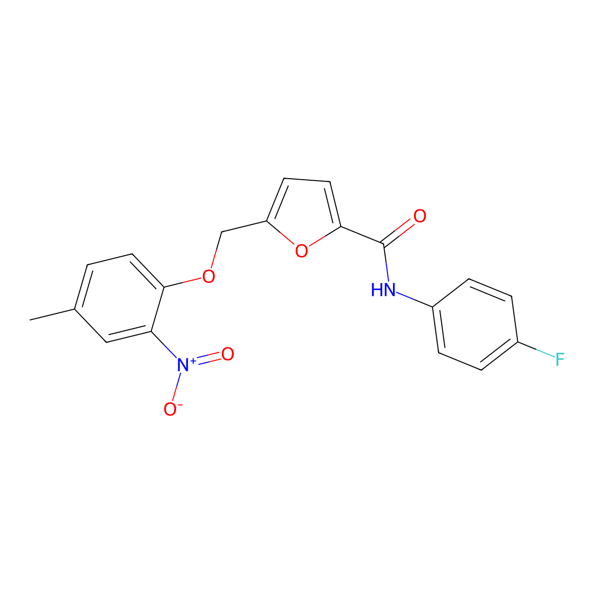 N-(4-fluorophenyl)-5-[(4-methyl-2-nitrophenoxy)methyl]furan-2-carboxamide molecular structure, CAS 445004-49-9