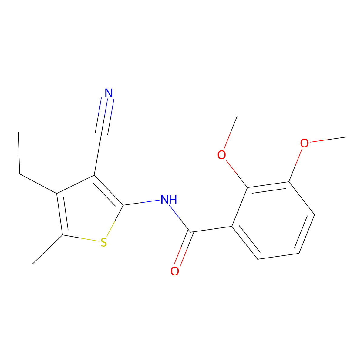 N-(3-cyano-4-ethyl-5-methylthiophen-2-yl)-2,3-dimethoxybenzamide molecular structure, CAS 445004-57-9