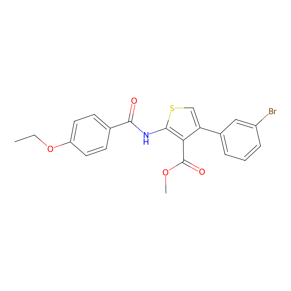 Methyl 4-(3-bromophenyl)-2-[(4-ethoxybenzoyl)amino]thiophene-3-carboxylate molecular structure, CAS 445004-60-4