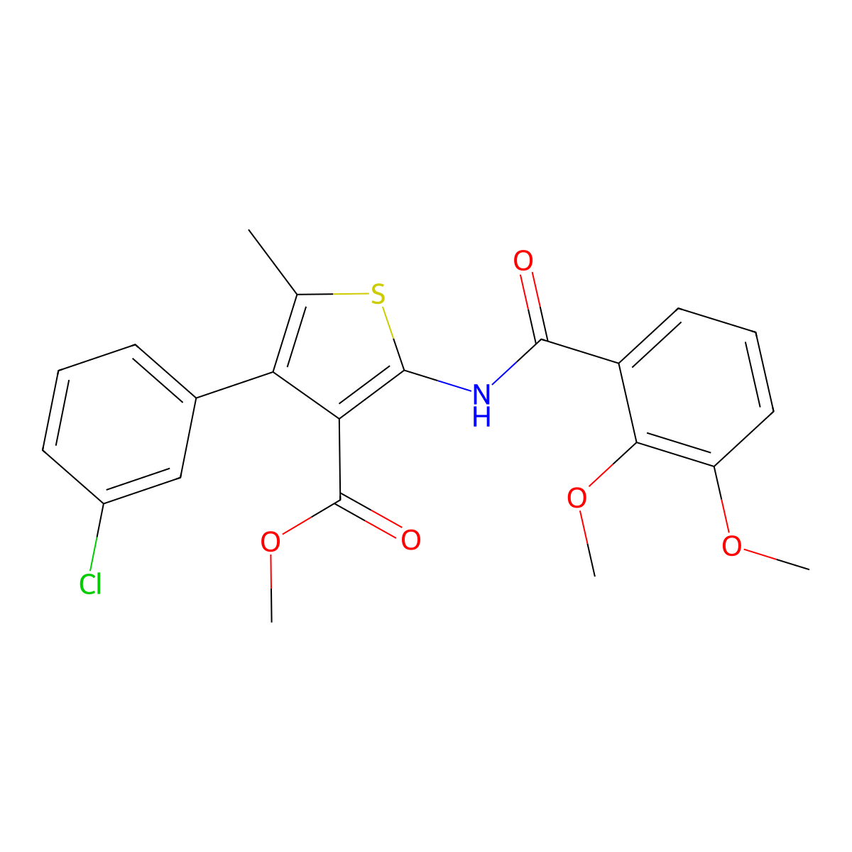 Methyl 4-(3-chlorophenyl)-2-[(2,3-dimethoxybenzoyl)amino]-5-methylthiophene-3-carboxylate molecular structure, CAS 445004-78-4