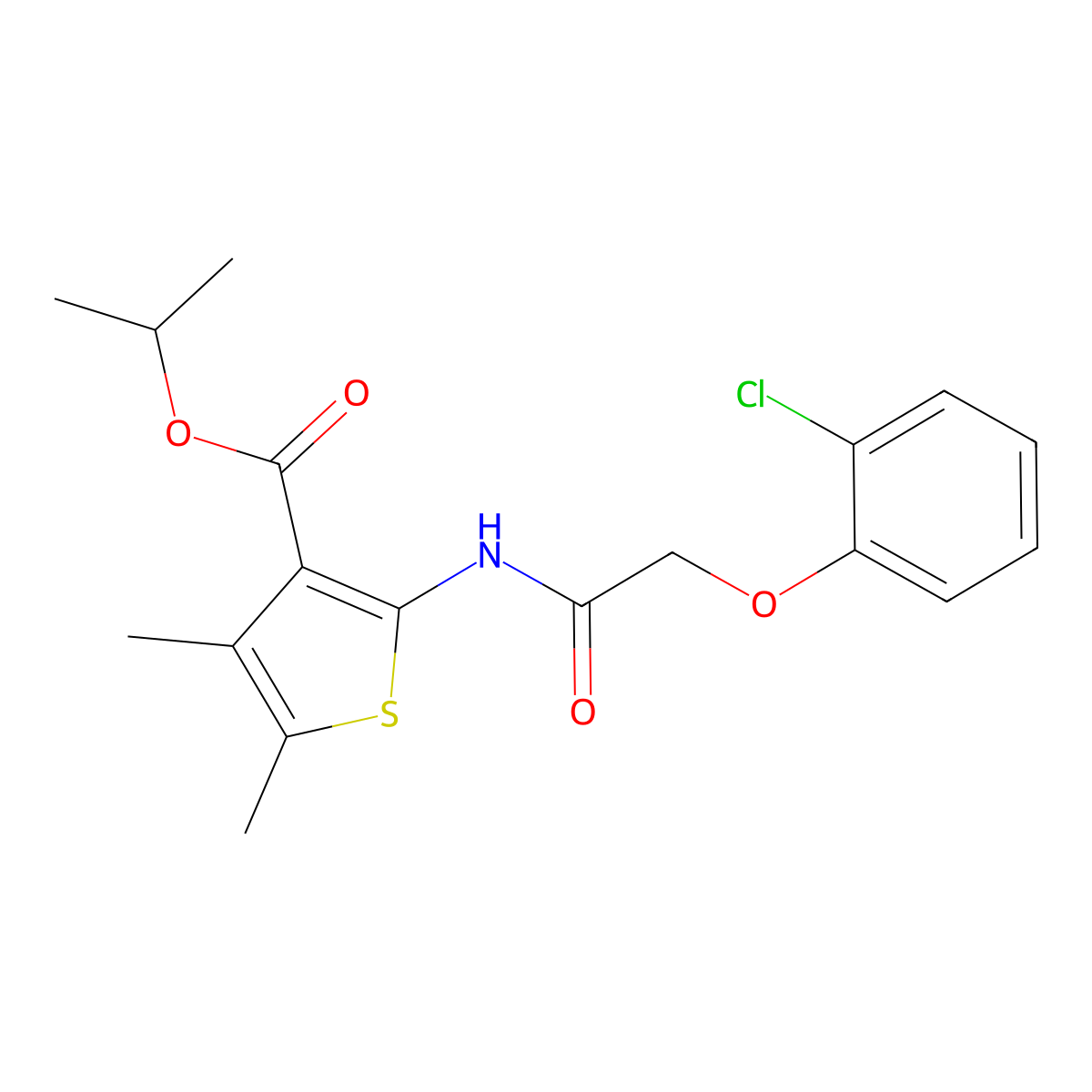 Propan-2-yl 2-[[2-(2-chlorophenoxy)acetyl]amino]-4,5-dimethylthiophene-3-carboxylate molecular structure, CAS 445004-89-7
