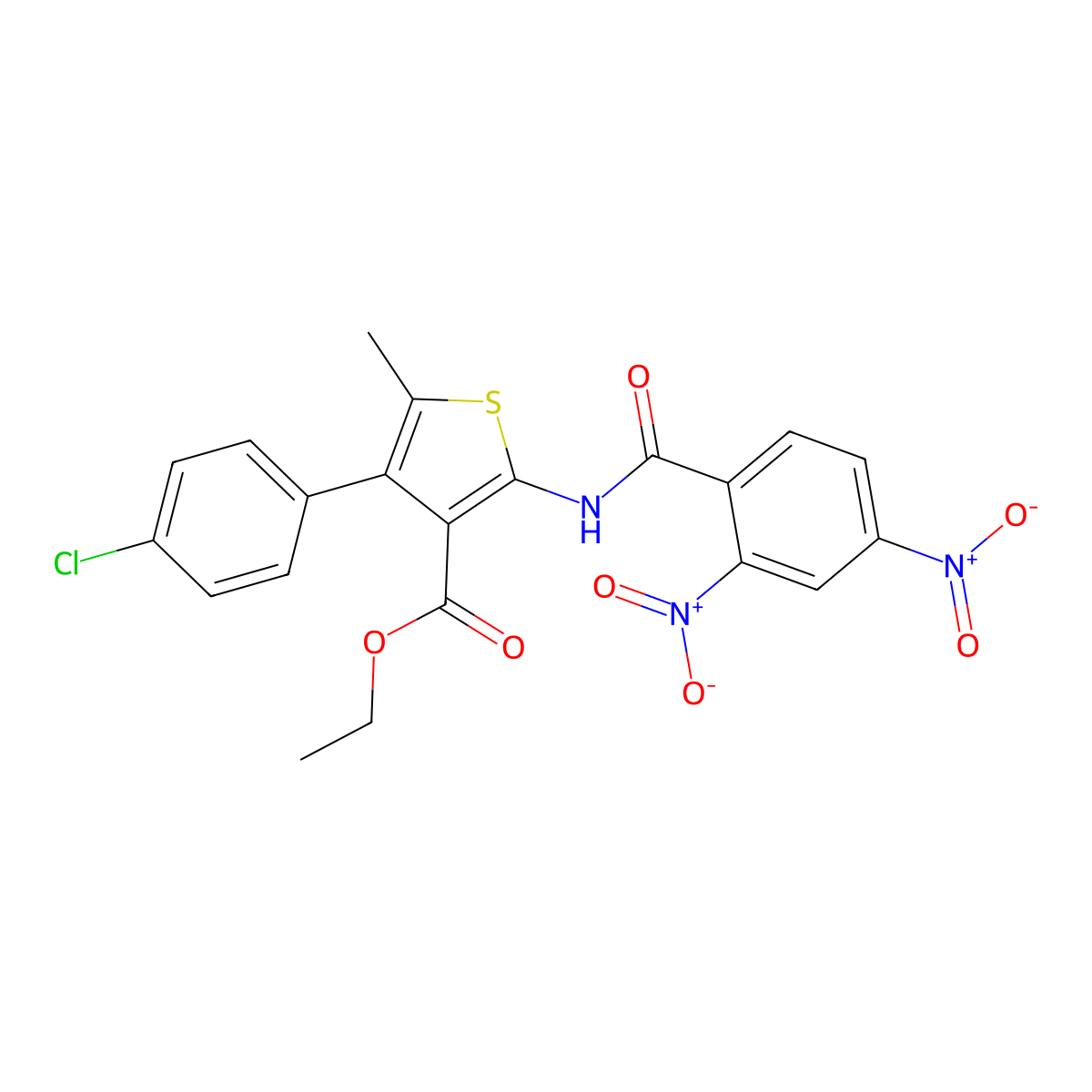 Ethyl 2-({2,4-bisnitrobenzoyl}amino)-4-(4-chlorophenyl)-5-methylthiophene-3-carboxylate molecular structure, CAS 445005-04-9
