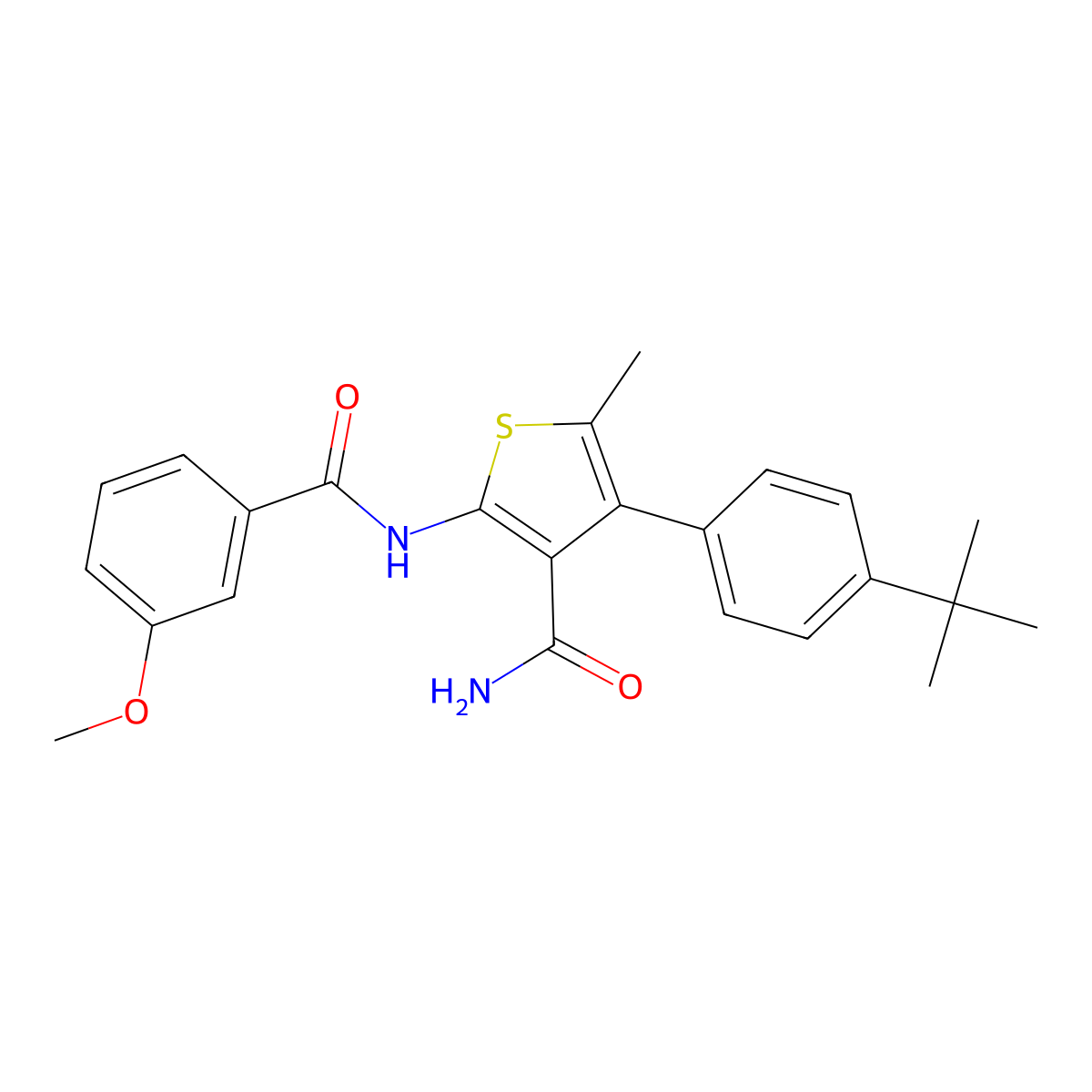 4-(4-Tert-butylphenyl)-2-[(3-methoxybenzoyl)amino]-5-methylthiophene-3-carboxamide molecular structure, CAS 445005-20-9