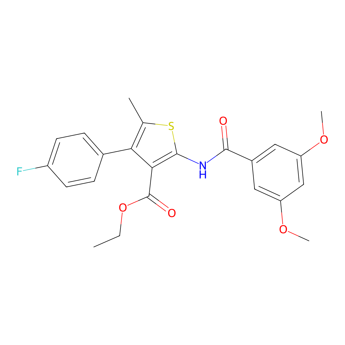 Ethyl 2-[(3,5-dimethoxybenzoyl)amino]-4-(4-fluorophenyl)-5-methylthiophene-3-carboxylate molecular structure, CAS 445005-23-2