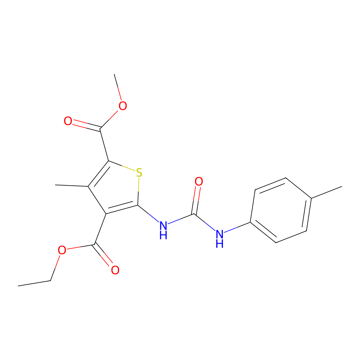 4-O-ethyl 2-O-methyl 3-methyl-5-[(4-methylphenyl)carbamoylamino]thiophene-2,4-dicarboxylate molecular structure, CAS 445005-25-4