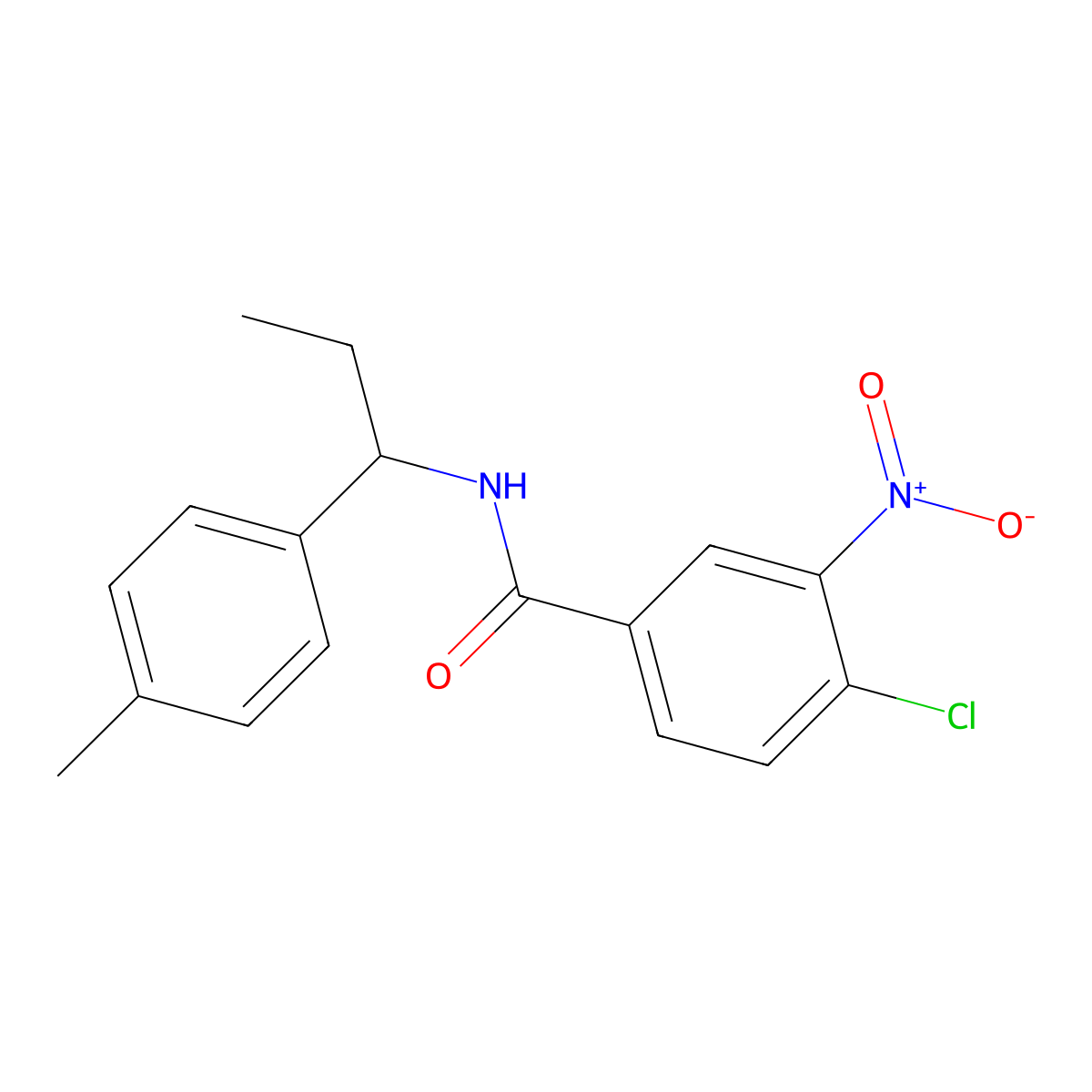 4-chloro-N-[1-(4-methylphenyl)propyl]-3-nitrobenzamide molecular structure, CAS 445005-27-6