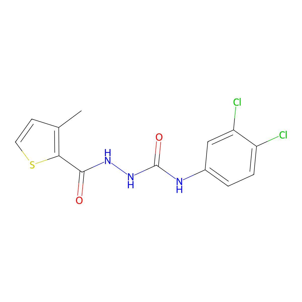 1-(3,4-Dichlorophenyl)-3-[(3-methylthiophene-2-carbonyl)amino]urea molecular structure, CAS 445005-31-2