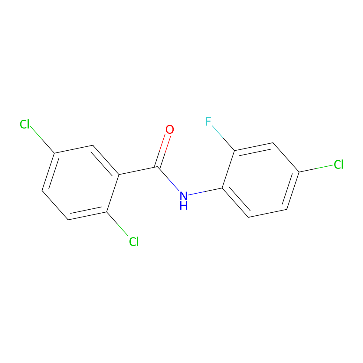 2,5-dichloro-N-(4-chloro-2-fluorophenyl)benzamide molecular structure, CAS 445005-72-1