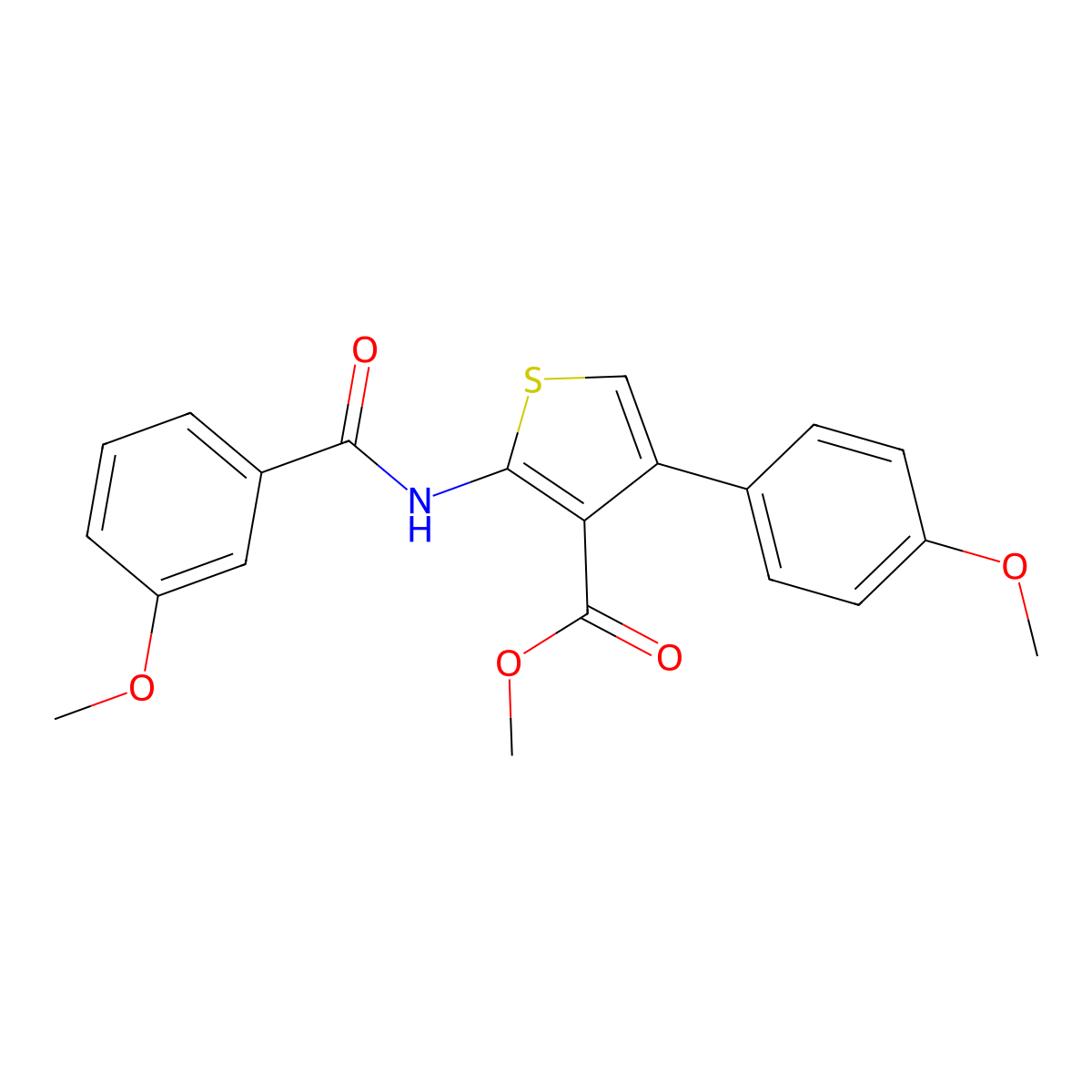 Methyl 2-[(3-methoxybenzoyl)amino]-4-(4-methoxyphenyl)thiophene-3-carboxylate molecular structure, CAS 445005-87-8