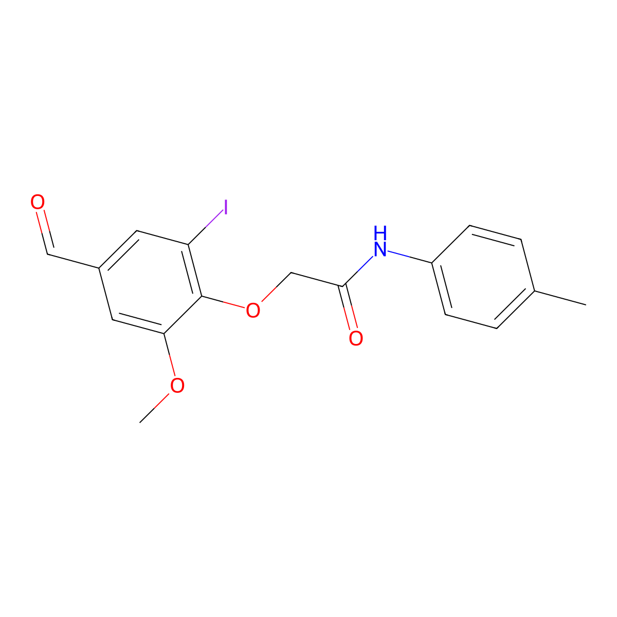 2-(4-formyl-2-iodo-6-methoxyphenoxy)-N-(4-methylphenyl)acetamide molecular structure, CAS 445005-98-1