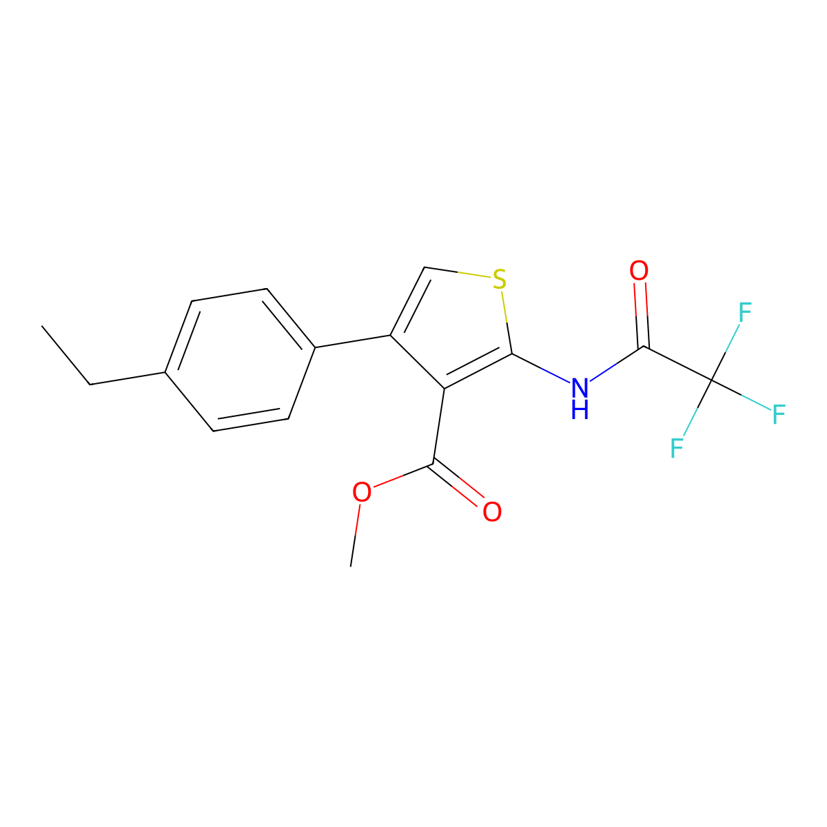 Methyl 4-(4-ethylphenyl)-2-[(trifluoroacetyl)amino]thiophene-3-carboxylate molecular structure, CAS 445006-12-2