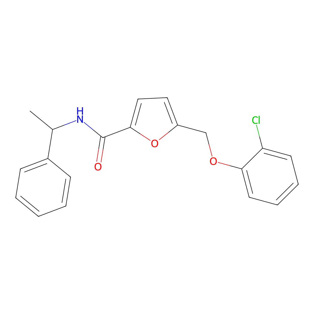 5-[(2-chlorophenoxy)methyl]-N-(1-phenylethyl)furan-2-carboxamide molecular structure, CAS 445006-22-4
