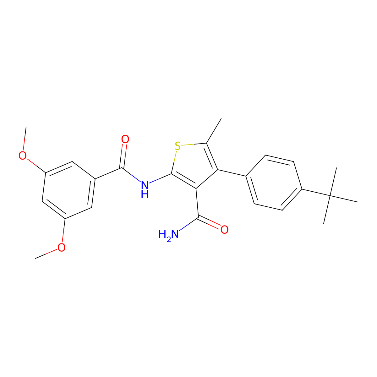4-(4-Tert-butylphenyl)-2-[(3,5-dimethoxybenzoyl)amino]-5-methylthiophene-3-carboxamide molecular structure, CAS 445006-32-6