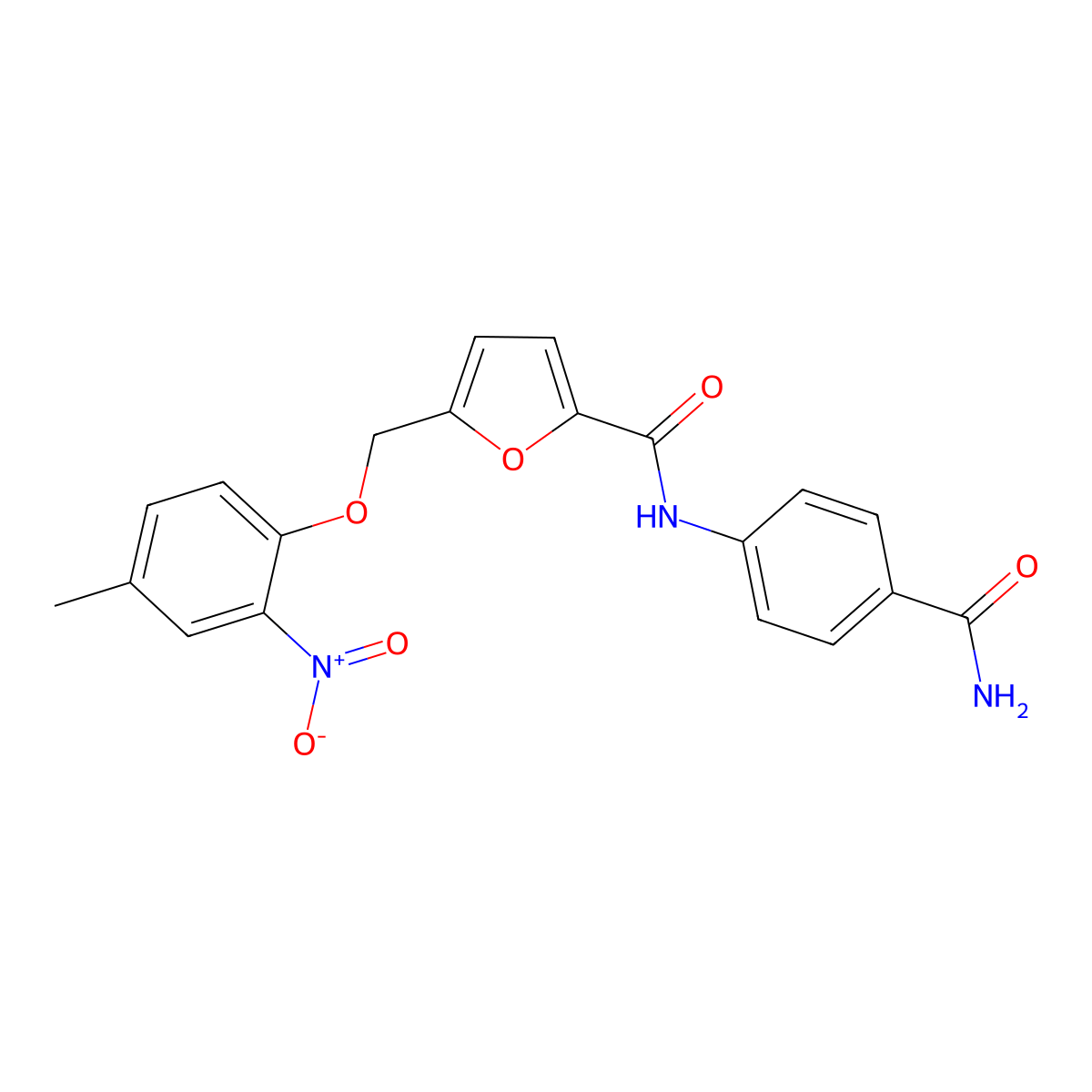 N-(4-carbamoylphenyl)-5-[(4-methyl-2-nitrophenoxy)methyl]furan-2-carboxamide molecular structure, CAS 445006-51-9