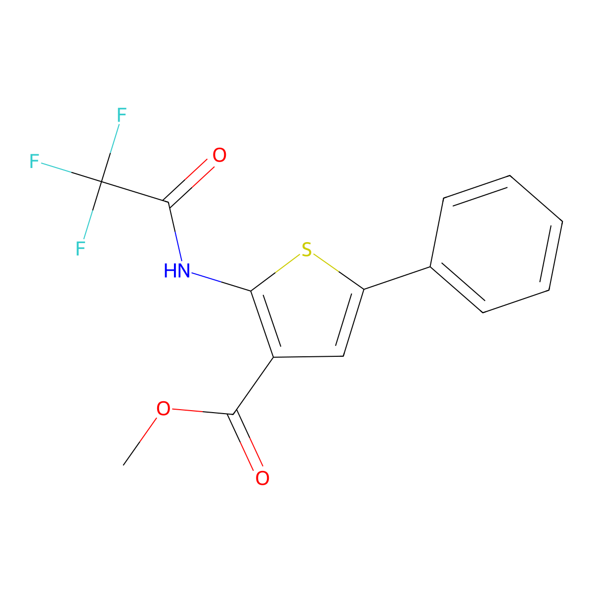 Methyl 5-phenyl-2-[(2,2,2-trifluoroacetyl)amino]thiophene-3-carboxylate molecular structure, CAS 445006-72-4