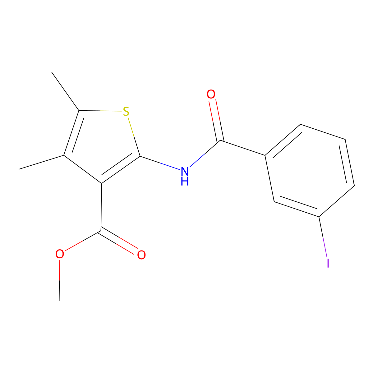 Methyl 2-[(3-iodobenzoyl)amino]-4,5-dimethyl-3-thiophenecarboxylate molecular structure, CAS 445006-74-6