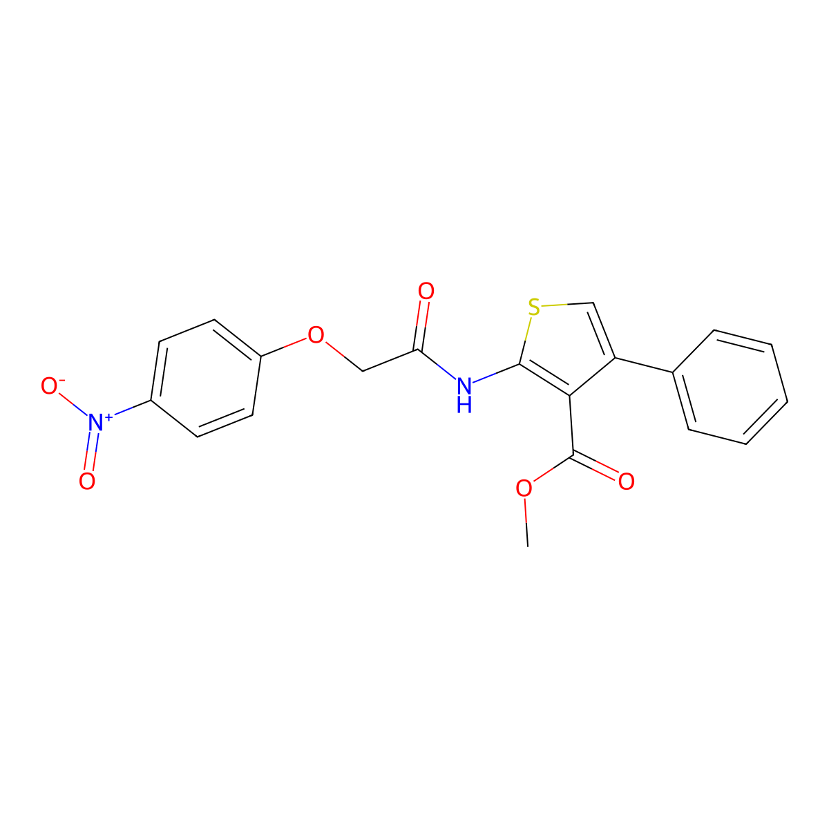 Methyl 2-[({4-nitrophenoxy}acetyl)amino]-4-phenylthiophene-3-carboxylate molecular structure, CAS 445006-80-4