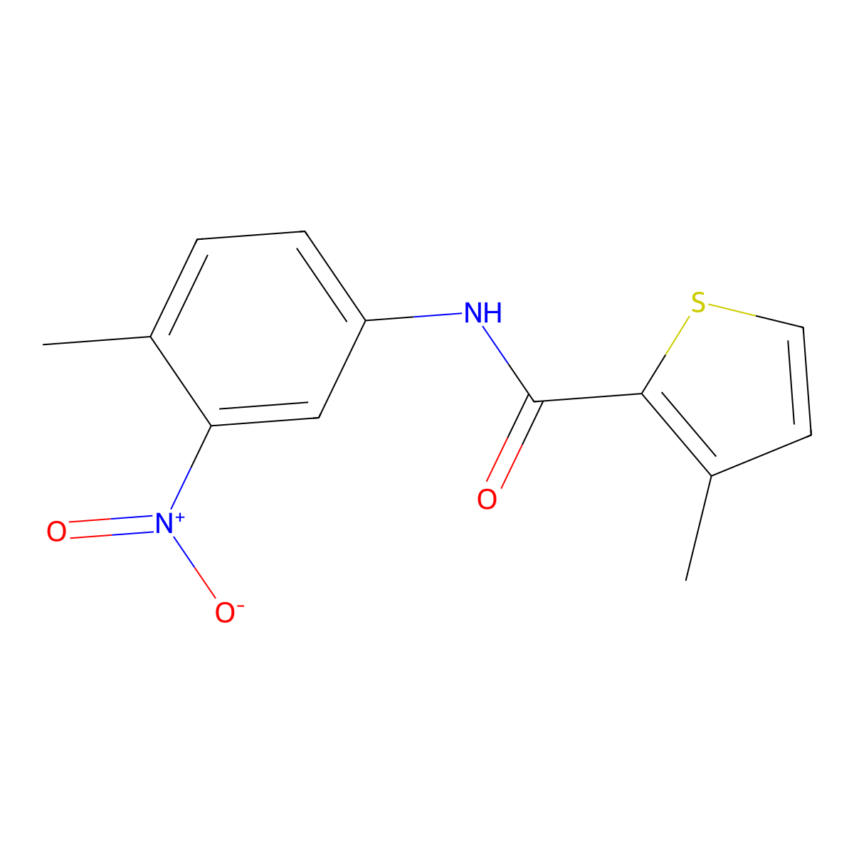 3-methyl-N-(4-methyl-3-nitrophenyl)thiophene-2-carboxamide molecular structure, CAS 445006-95-1