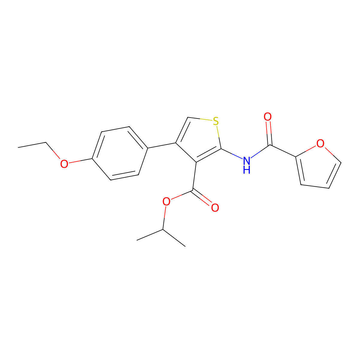 Isopropyl 4-(4-ethoxyphenyl)-2-(2-furoylamino)thiophene-3-carboxylate molecular structure, CAS 445007-17-0