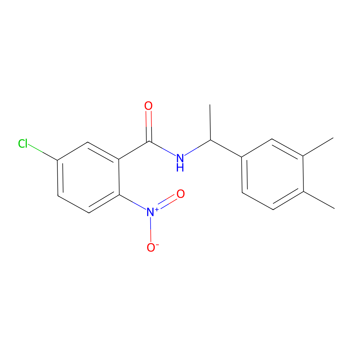 5-chloro-N-[1-(3,4-dimethylphenyl)ethyl]-2-nitrobenzamide molecular structure, CAS 445007-20-5