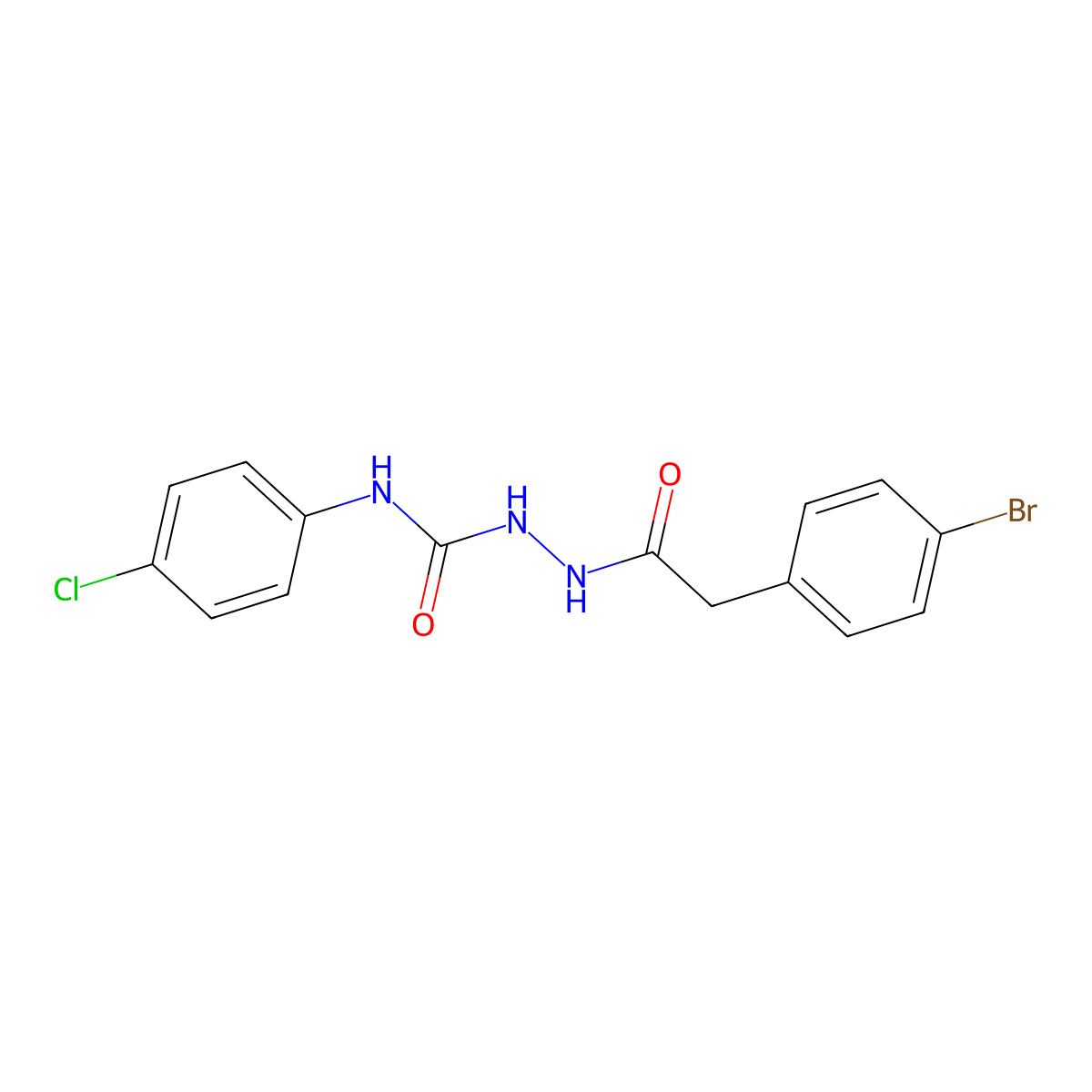 2-[(4-bromophenyl)acetyl]-N-(4-chlorophenyl)hydrazinecarboxamide molecular structure, CAS 445007-25-0