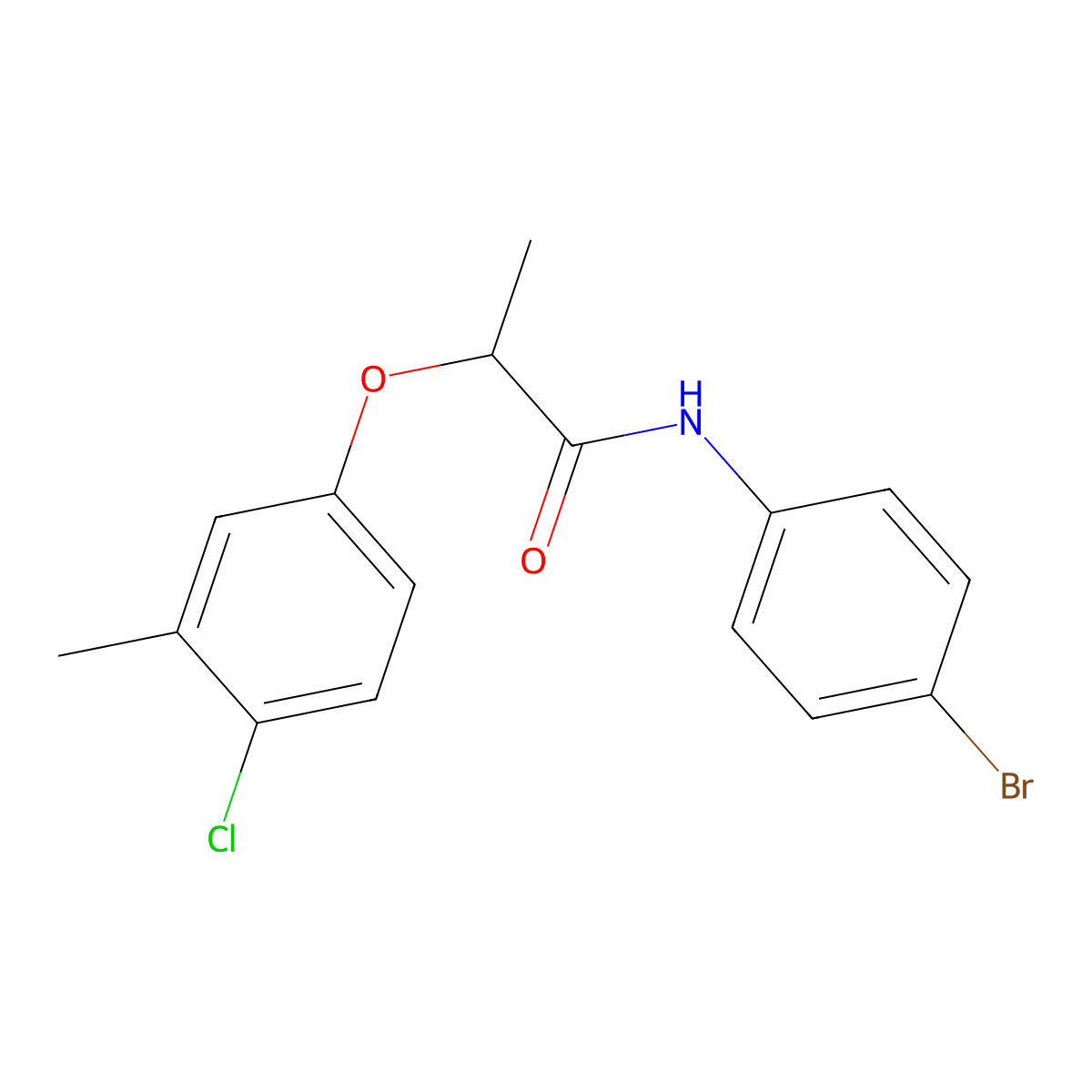 N-(4-bromophenyl)-2-(4-chloro-3-methylphenoxy)propanamide molecular structure, CAS 445007-30-7